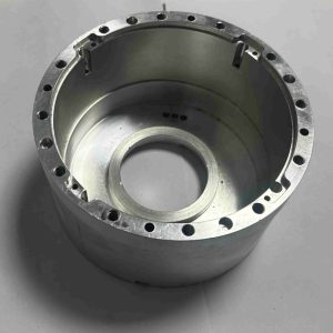 CNC machined aluminum gear or pulley, offering high strength-to-weight ratio for motion transmission systems.