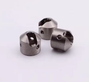 Stainless steel spacer with precise length and chamfered edges, CNC turned for consistency.