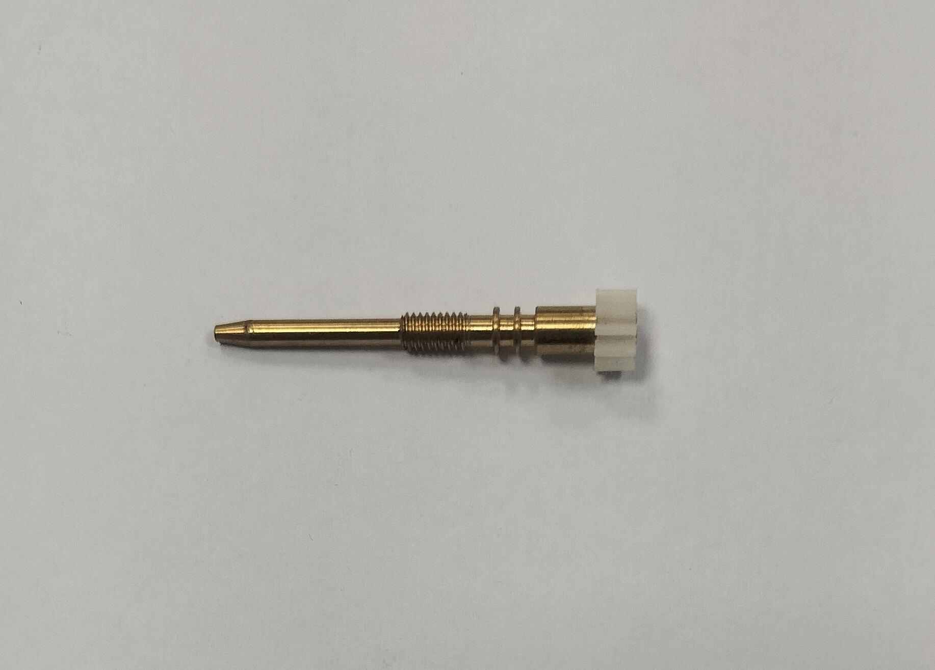 Small copper electrical terminal or connector, CNC machined for reliable high-current connections.