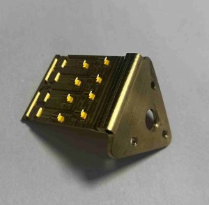Complex CNC machined copper structural bracket, offering excellent electrical conductivity and mechanical strength for custom assemblies.