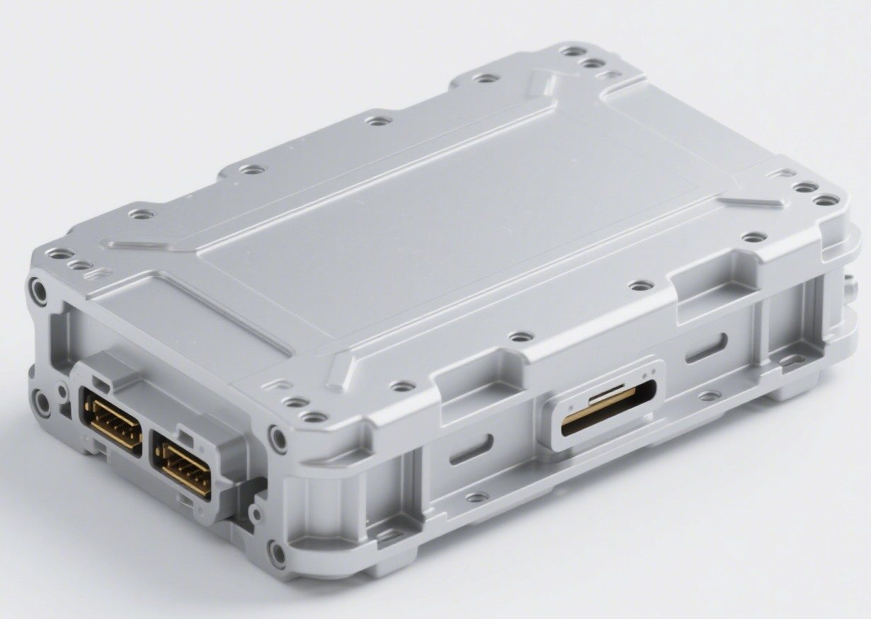 Lightweight, high-strength aluminum battery housing for electric vehicles, showcasing precision CNC milling and sealing surface integrity.