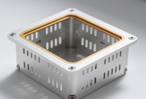 multi-cavity-shielding-can-for-5g-circuit-board.jpg Complex multi-cavity aluminum shield for 5G PCBA, isolating sensitive RF components from electromagnetic interference.