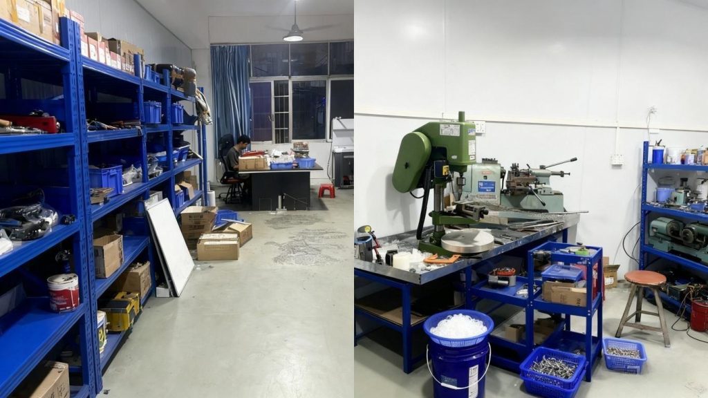 A clean and organized packaging station inside the LENCHOR factory, showcasing our commitment to orderly and efficient operations.